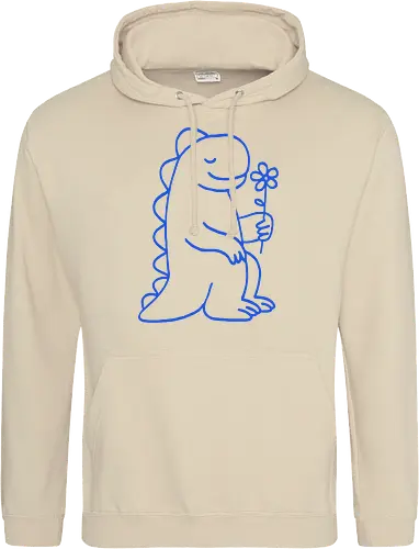  Gentle Blue Dinosaur with Flower