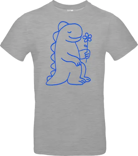  Gentle Blue Dinosaur with Flower