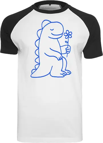  Gentle Blue Dinosaur with Flower