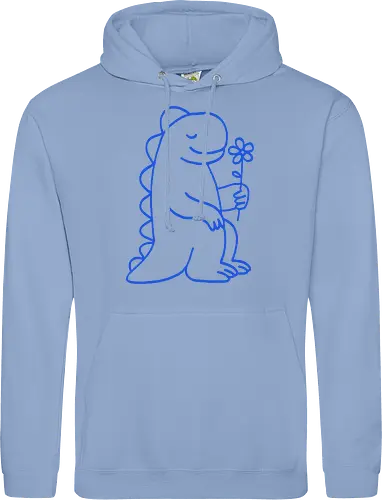 Gentle Blue Dinosaur with Flower