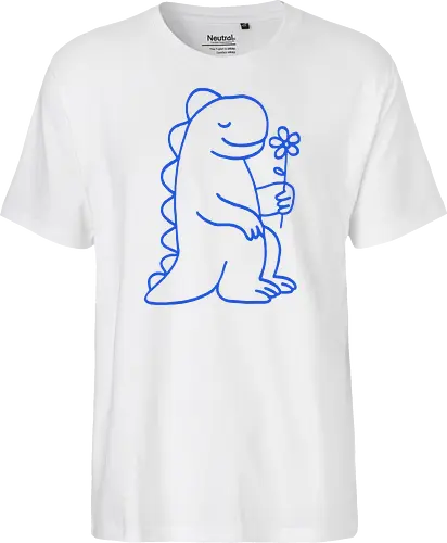  Gentle Blue Dinosaur with Flower