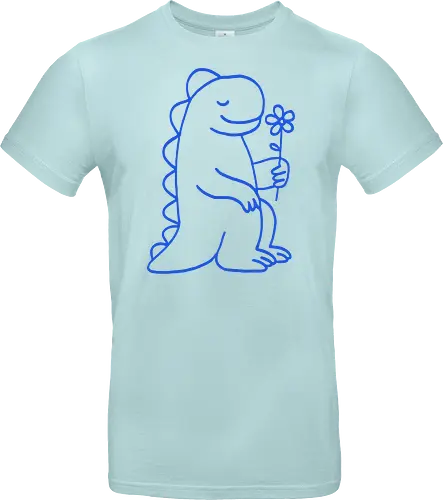  Gentle Blue Dinosaur with Flower