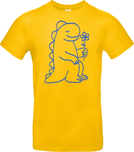  Gentle Blue Dinosaur with Flower