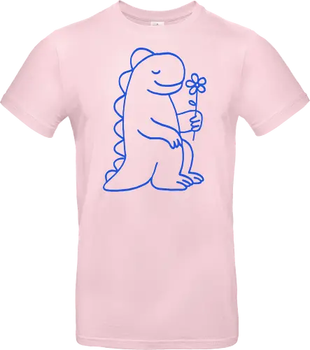  Gentle Blue Dinosaur with Flower