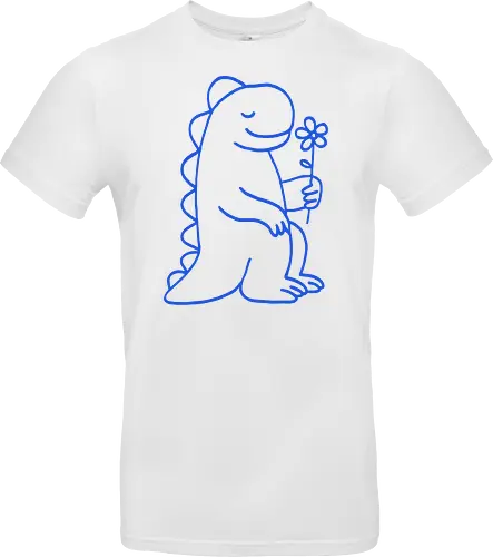 Gentle Blue Dinosaur with Flower