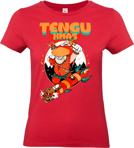 Tengu-Weihnacht - Anime-Feiertage, festlicher Krieger, Spaß, Japanisch, Frohe Weihnachten, Otaku-Weihnachten, Samurai-Weihnachtsmann, Der Weihnachtsmann wird zum Samurai, Weihnachtsmann gegen Tradition - Standard T-Shirt (Women)