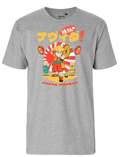 Santa Kurosu - Weihnachten, süße dunkle Weihnachten, dunkler Feiertag, schwarzer Humor, festliche Folklore, Spaß, japanische Weihnachten, Katana-Claus, mythische Weihnachten, Samurai-Weihnachtsmann - Fairtrade T-Shirt
