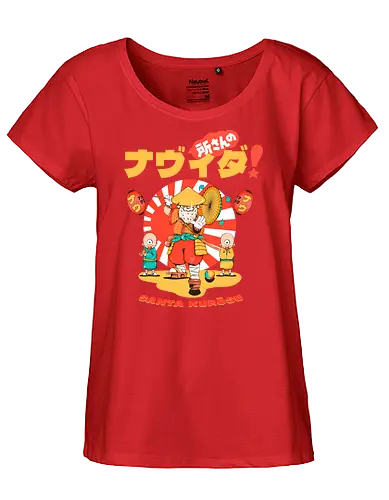Santa Kurosu - Weihnachten, süße dunkle Weihnachten, dunkler Feiertag, schwarzer Humor, festliche Folklore, Spaß, japanische Weihnachten, Katana-Claus, mythische Weihnachten, Samurai-Weihnachtsmann - Fairtrade Girl Shirt