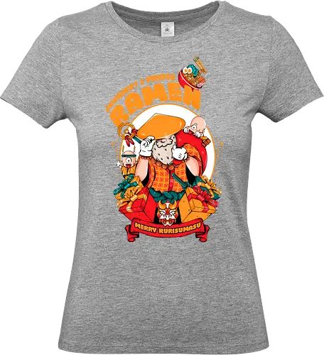 Kekse? Ich steh' mehr auf Ramen - Instantnudeln, japanische Weihnachten, Kawaii-Dämon, Oni-Elfenhelfer, Ramen-Weihnachtsmann, Samurai-Weihnachtsmann, Weihnachtsmann, Weihnachtsmann mit Katana, Weihnachten - Standard T-Shirt (Women)