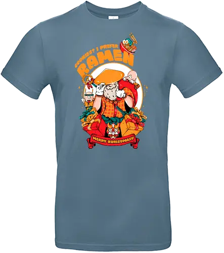 Kekse? Ich steh' mehr auf Ramen - Instantnudeln, japanische Weihnachten, Kawaii-Dämon, Oni-Elfenhelfer, Ramen-Weihnachtsmann, Samurai-Weihnachtsmann, Weihnachtsmann, Weihnachtsmann mit Katana, Weihnachten - Standard T-Shirt