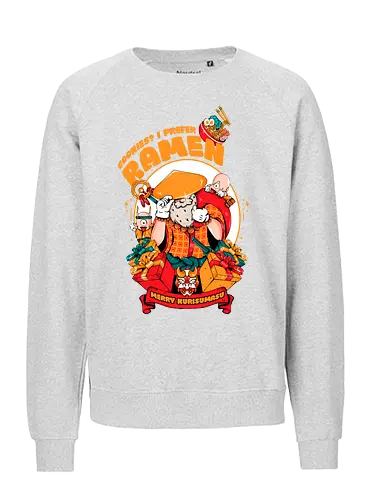 Kekse? Ich steh' mehr auf Ramen - Instantnudeln, japanische Weihnachten, Kawaii-Dämon, Oni-Elfenhelfer, Ramen-Weihnachtsmann, Samurai-Weihnachtsmann, Weihnachtsmann, Weihnachtsmann mit Katana, Weihnachten - Fairtrade Sweatshirt