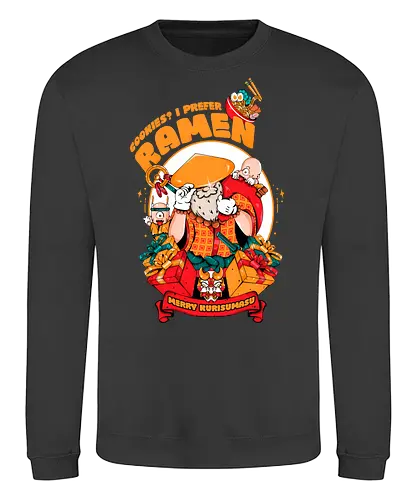 Kekse? Ich steh' mehr auf Ramen - Instantnudeln, japanische Weihnachten, Kawaii-Dämon, Oni-Elfenhelfer, Ramen-Weihnachtsmann, Samurai-Weihnachtsmann, Weihnachtsmann, Weihnachtsmann mit Katana, Weihnachten - Sweatshirt