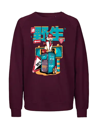 Stadtkatze - Straßenkatze, Bladecore, Cybercuteness, dystopische Neko, Graffiti-Katze, Kawaii-Kämpfer, Neo-Tokio-Neko, Samurai-Katze, Straßenkatzen, Stadtkatze - Fairtrade Sweatshirt