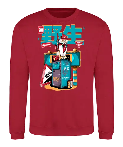 Stadtkatze - Straßenkatze, Bladecore, Cybercuteness, dystopische Neko, Graffiti-Katze, Kawaii-Kämpfer, Neo-Tokio-Neko, Samurai-Katze, Straßenkatzen, Stadtkatze - Sweatshirt