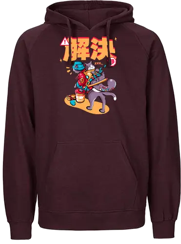 Streunerkatzen - Straßenkatze, Straßenkatzen, Cyberpunk-Katze, Kanji, Kawaii-Dystopie, Neo-Tokio-Katze, Ramen, sanftes Chaos, streunende Katzen, Stadtkatze - Fairtrade Hoodie