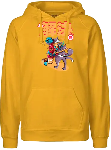 Streunerkatzen - Straßenkatze, Straßenkatzen, Cyberpunk-Katze, Kanji, Kawaii-Dystopie, Neo-Tokio-Katze, Ramen, sanftes Chaos, streunende Katzen, Stadtkatze - Fairtrade Hoodie