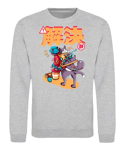 Streunerkatzen - Straßenkatze, Straßenkatzen, Cyberpunk-Katze, Kanji, Kawaii-Dystopie, Neo-Tokio-Katze, Ramen, sanftes Chaos, streunende Katzen, Stadtkatze - Sweatshirt