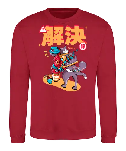 Streunerkatzen - Straßenkatze, Straßenkatzen, Cyberpunk-Katze, Kanji, Kawaii-Dystopie, Neo-Tokio-Katze, Ramen, sanftes Chaos, streunende Katzen, Stadtkatze - Sweatshirt