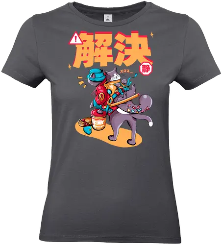 Streunerkatzen - Straßenkatze, Straßenkatzen, Cyberpunk-Katze, Kanji, Kawaii-Dystopie, Neo-Tokio-Katze, Ramen, sanftes Chaos, streunende Katzen, Stadtkatze - Standard T-Shirt (Women)