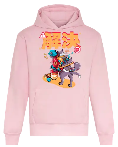 Streunerkatzen - Straßenkatze, Straßenkatzen, Cyberpunk-Katze, Kanji, Kawaii-Dystopie, Neo-Tokio-Katze, Ramen, sanftes Chaos, streunende Katzen, Stadtkatze - Heavyweight Hoodie