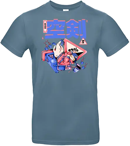 Katze im freien Fall - Ramen und Bedauern, Trashcore, Cyberpunk-Katze bunt, Katzenabstammung, freier Fall, lustiger Katzencartoon, Katana-Katze, Kawaii-Dystopie, Neo Tokyo, lila - Standard T-Shirt