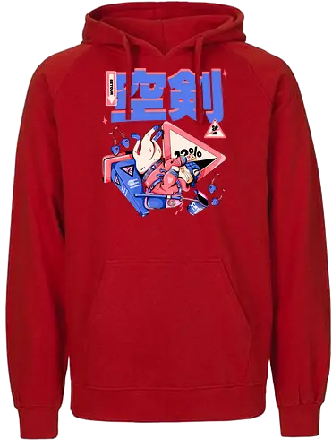 Katze im freien Fall - Ramen und Bedauern, Trashcore, Cyberpunk-Katze bunt, Katzenabstammung, freier Fall, lustiger Katzencartoon, Katana-Katze, Kawaii-Dystopie, Neo Tokyo, lila - Fairtrade Hoodie