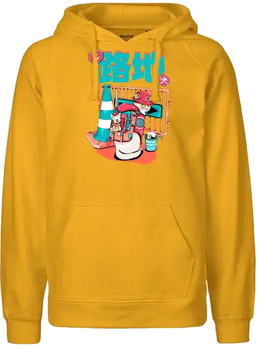 Cyberpunk-Straßenkatze beim Ramen-Essen - Alley Neko, Blade Punk, Cyberpunk-Straßenkatze, Spaß, Katzenkatana, Kawaii-Chaos, weiße Kätzchenkatze, Ramen Core, Straßenkatze, Stadtkatze - Fairtrade Hoodie