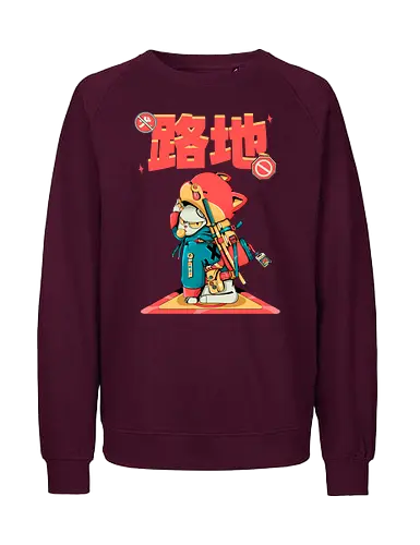Katana-Katze in Verkleidung - Blade Cat, Cyberkawaii, Cyberpunk-Katze, Katzensamurai, Glitchcore-Kätzchen, Katana-Katze, streunende Katze, Straßenkatze, Urban Bladecore, Stadtkatze - Fairtrade Sweatshirt