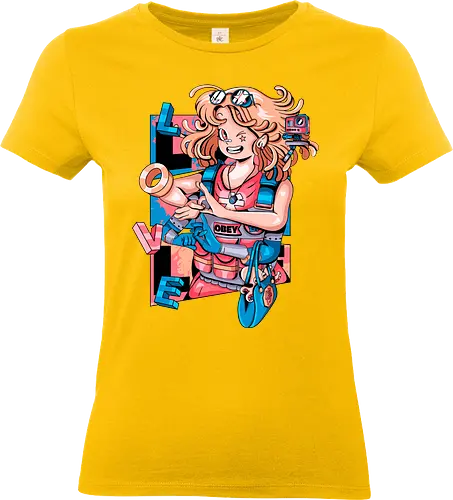 Mechanische Liebe - glitchige Liebe, Liebe in der Zukunft, Anime-Cyborg-Mädchen, süßer Glitch, Cyberpunk-Valentinstag, Cyborg-Mädchen-Liebe, mechanische Zuneigung, Romantik-Upgrade - Standard T-Shirt (Women)
