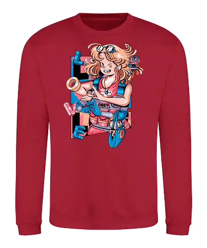 Mechanische Liebe - glitchige Liebe, Liebe in der Zukunft, Anime-Cyborg-Mädchen, süßer Glitch, Cyberpunk-Valentinstag, Cyborg-Mädchen-Liebe, mechanische Zuneigung, Romantik-Upgrade - Sweatshirt