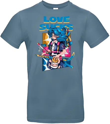 Love Sucks – Cyberpunk Anti-Valentine - Anti-Valentinstag, verknallt, süß und tödlich, Cybergirl, Cyberpunk-Valentinstag, Kawaii-Liebe, Robotermädchen, Valentinstags-Terror - Standard T-Shirt
