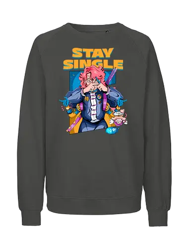 Bleib Single - Anti-Valentinstag, Cyber-Ninja, Cyberpunk-Valentinstag, Kawaii-Herzensbrecher, Ninja-Mädchen, Single bleiben, Valentinstag-Ninjutsu - Fairtrade Sweatshirt