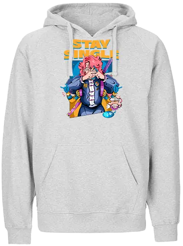 Bleib Single - Anti-Valentinstag, Cyber-Ninja, Cyberpunk-Valentinstag, Kawaii-Herzensbrecher, Ninja-Mädchen, Single bleiben, Valentinstag-Ninjutsu - Fairtrade Hoodie