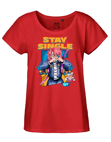 Bleib Single - Anti-Valentinstag, Cyber-Ninja, Cyberpunk-Valentinstag, Kawaii-Herzensbrecher, Ninja-Mädchen, Single bleiben, Valentinstag-Ninjutsu - Fairtrade Girl Shirt