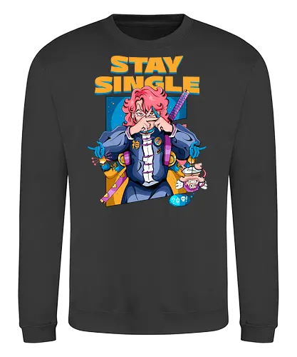 Bleib Single - Anti-Valentinstag, Cyber-Ninja, Cyberpunk-Valentinstag, Kawaii-Herzensbrecher, Ninja-Mädchen, Single bleiben, Valentinstag-Ninjutsu - Sweatshirt