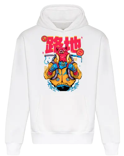 Wütendes rotes Schwein mit Katana