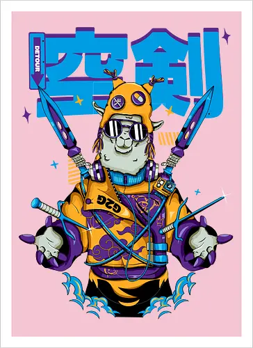 Attentäter-Lama – Cyberpunk-Samurai-Tier