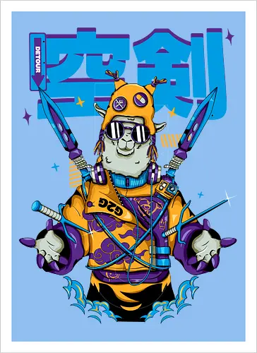 Attentäter-Lama – Cyberpunk-Samurai-Tier