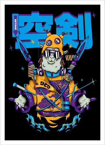 Attentäter-Lama – Cyberpunk-Samurai-Tier