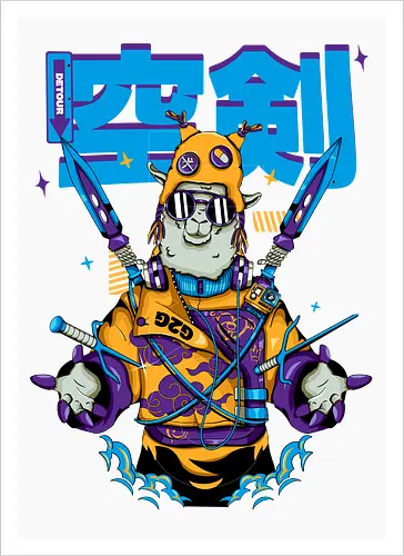 Attentäter-Lama – Cyberpunk-Samurai-Tier