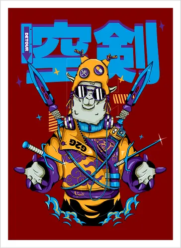 Attentäter-Lama – Cyberpunk-Samurai-Tier