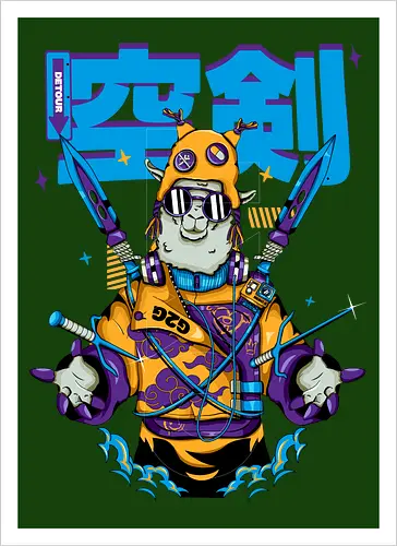 Attentäter-Lama – Cyberpunk-Samurai-Tier