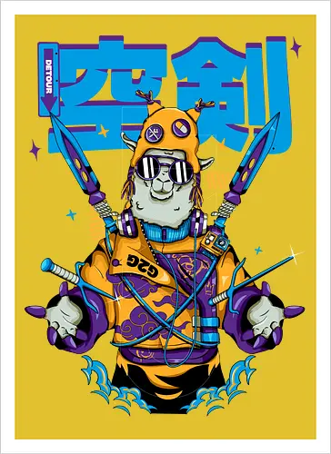Attentäter-Lama – Cyberpunk-Samurai-Tier