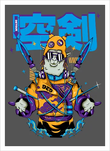 Attentäter-Lama – Cyberpunk-Samurai-Tier