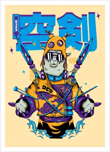 Attentäter-Lama – Cyberpunk-Samurai-Tier