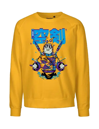 Attentäter-Lama – Cyberpunk-Samurai-Tier - Tierkrieger, Bladecore, Cyber-Tier, Cyberpunk-Samurai, pelzige Klinge, Kawaii-Assassine, Lama mit Haltung, Neotokyo, urbane Streetwear - Fairtrade Sweatshirt