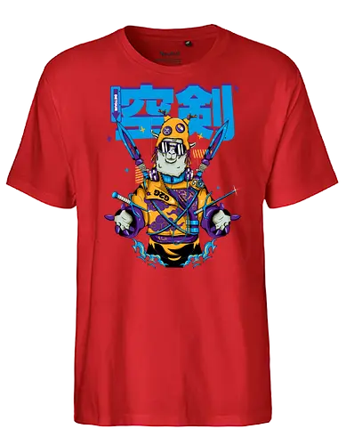 Attentäter-Lama – Cyberpunk-Samurai-Tier - Tierkrieger, Bladecore, Cyber-Tier, Cyberpunk-Samurai, pelzige Klinge, Kawaii-Assassine, Lama mit Haltung, Neotokyo, urbane Streetwear - Fairtrade T-Shirt