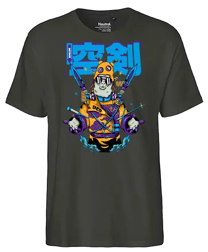 Attentäter-Lama – Cyberpunk-Samurai-Tier - Tierkrieger, Bladecore, Cyber-Tier, Cyberpunk-Samurai, pelzige Klinge, Kawaii-Assassine, Lama mit Haltung, Neotokyo, urbane Streetwear - Fairtrade T-Shirt