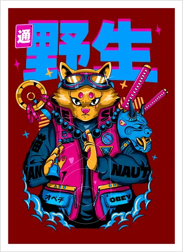 Samurai-Cyberpunk-Katze