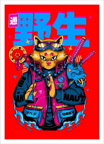 Samurai-Cyberpunk-Katze